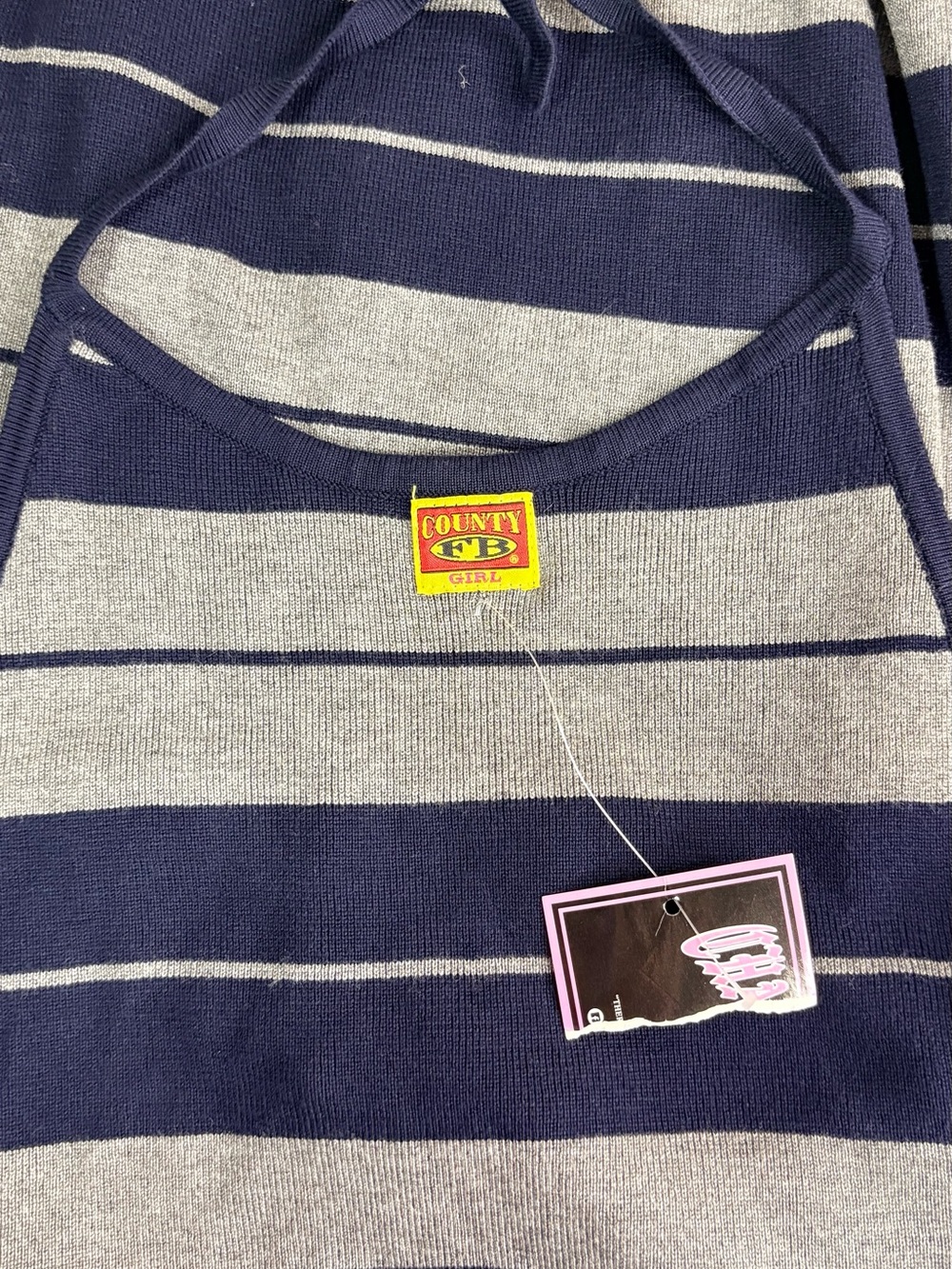 Women's Navy and Gray Striped Maxi Skirt - Picture 5 of 11